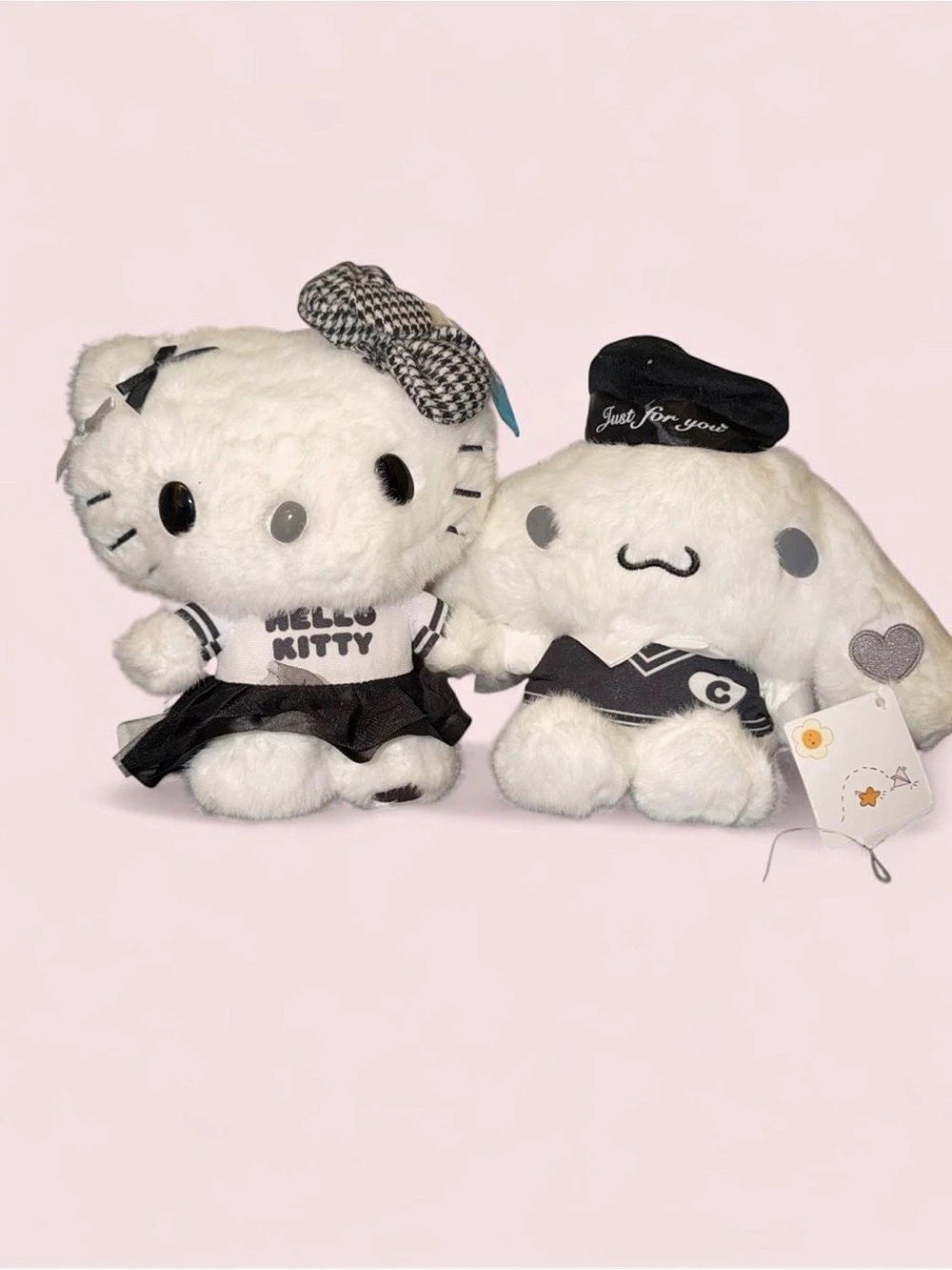 Silver Houndstooth Series Plush Set White & Black